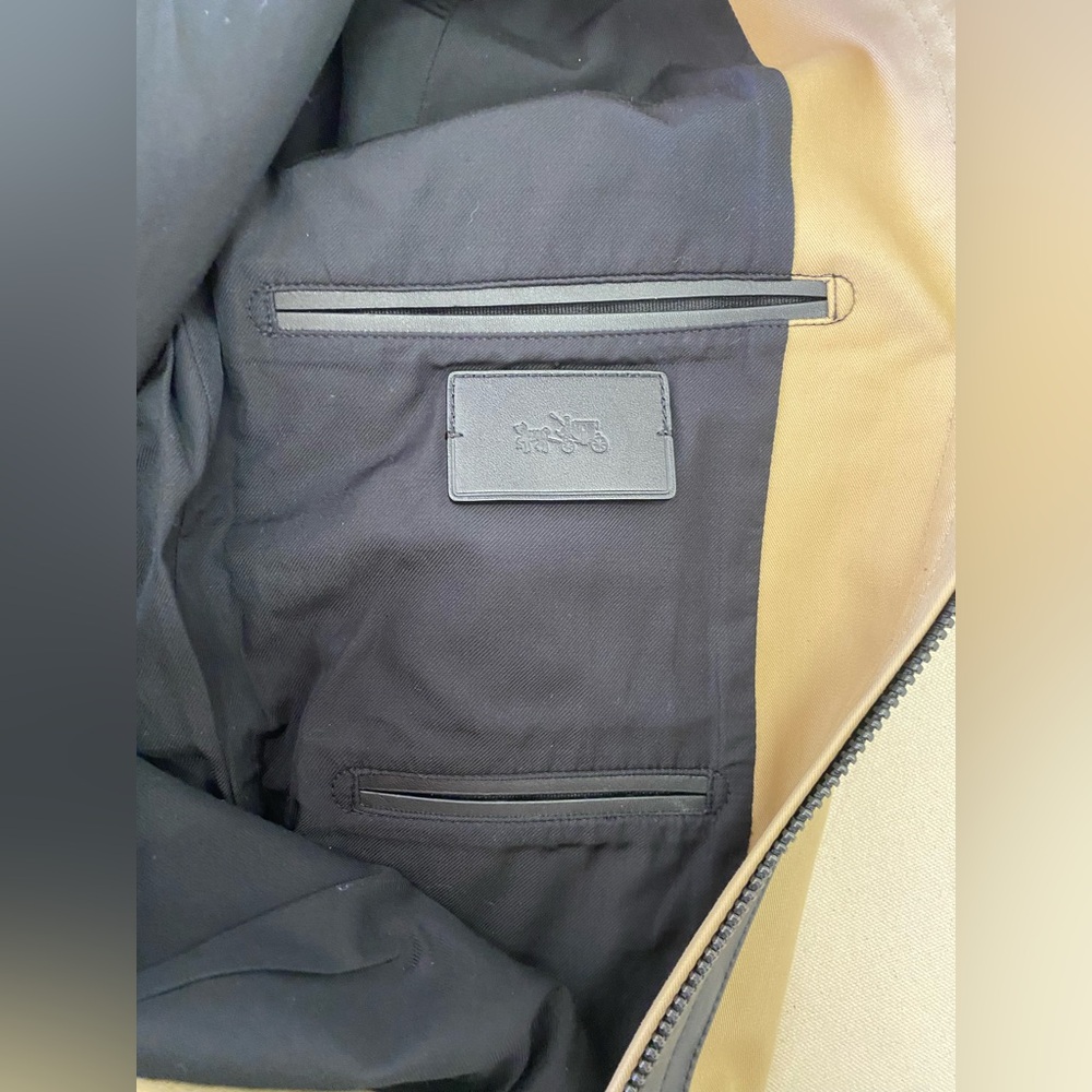 Coach Outlet Tan Black Trim Moto Style Utility Zip Front Jacket Luxury Casual XS - Picture 11 of 13
